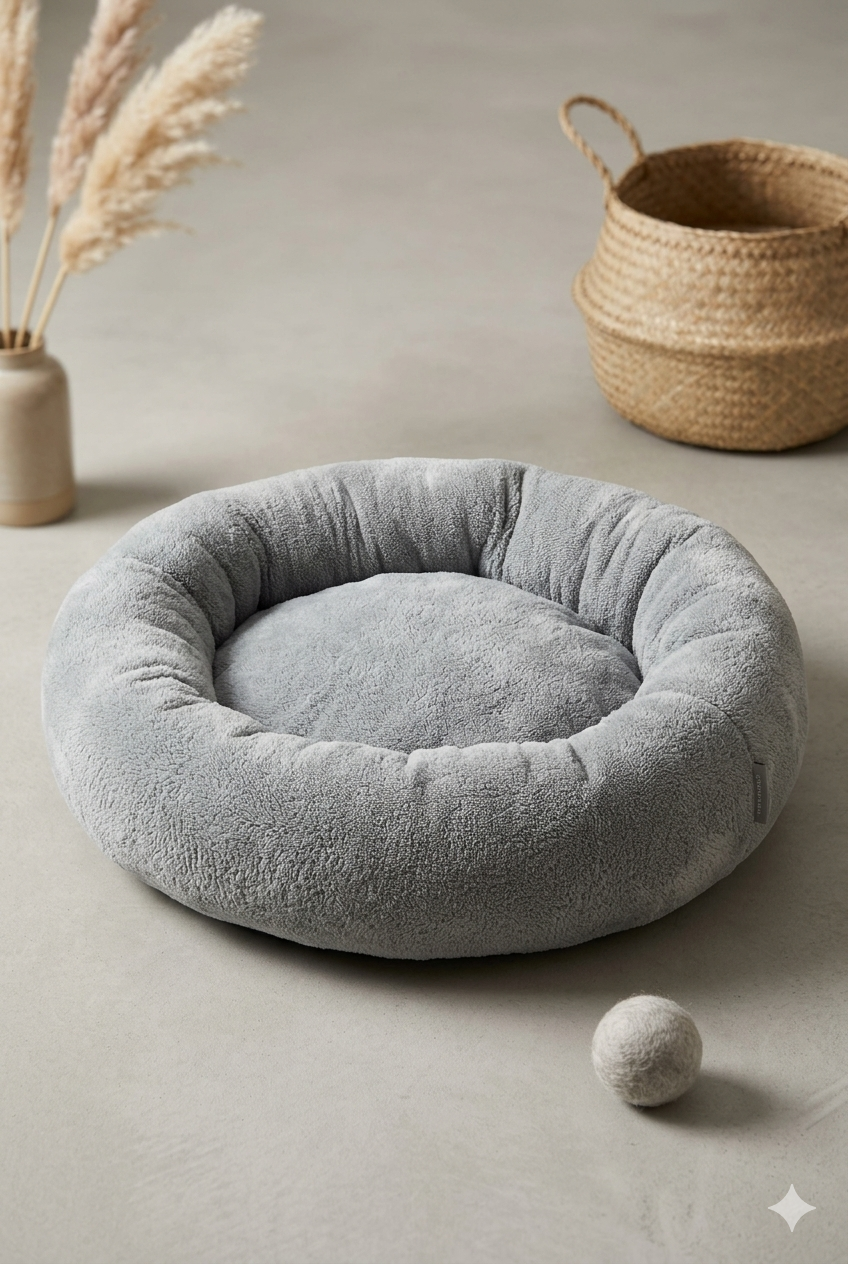Peluş Donut Kedi & Köpek Yatağı – 50/60/70 cm | 4 Mevsim Kullanıma Uygun Evcil Hayvan Yatağı CottonPati