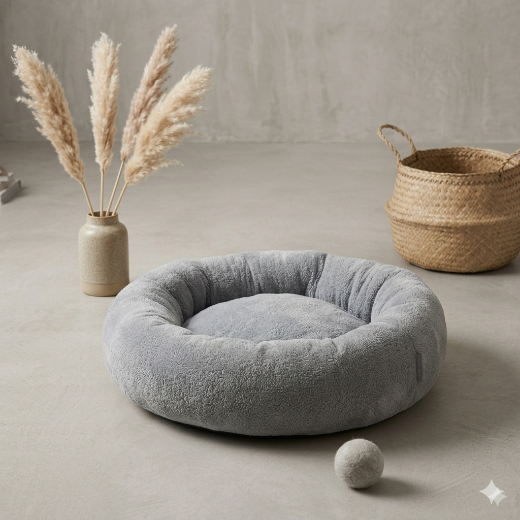 Peluş Donut Kedi & Köpek Yatağı – 50/60/70 cm | 4 Mevsim Kullanıma Uygun Evcil Hayvan Yatağı CottonPati