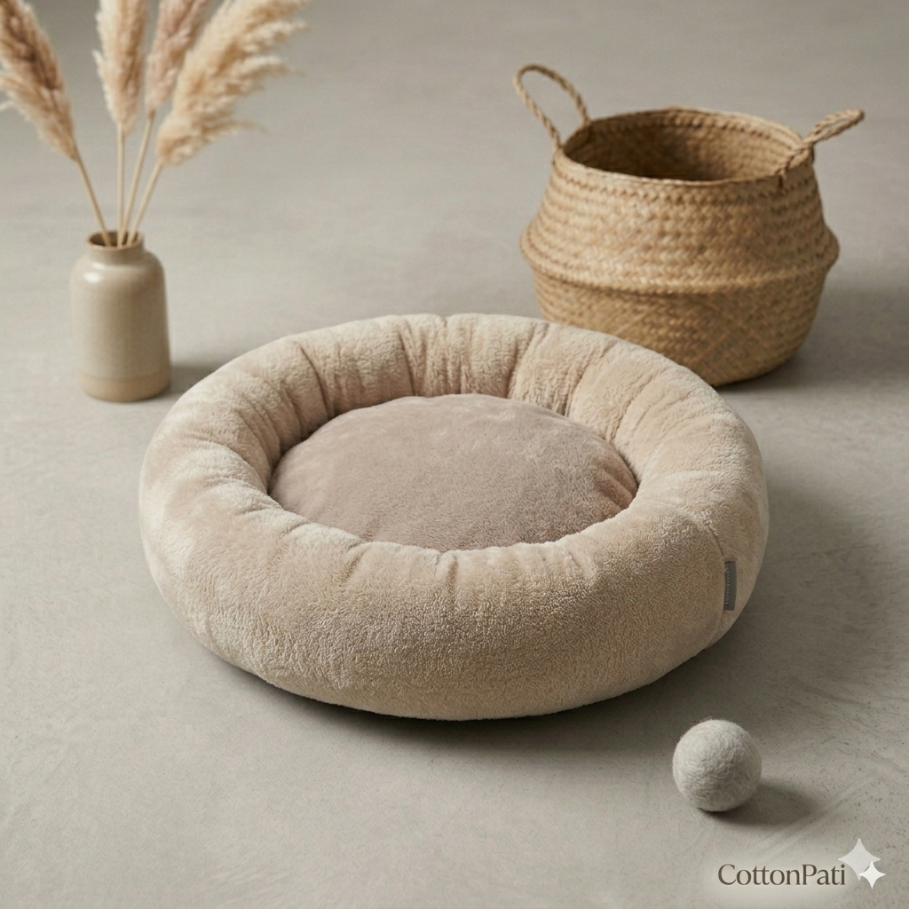 Peluş Donut Kedi & Köpek Yatağı – 50/60/70 cm | 4 Mevsim Kulanıma Uygun Evcil Hayvan Yatağı CottonPati