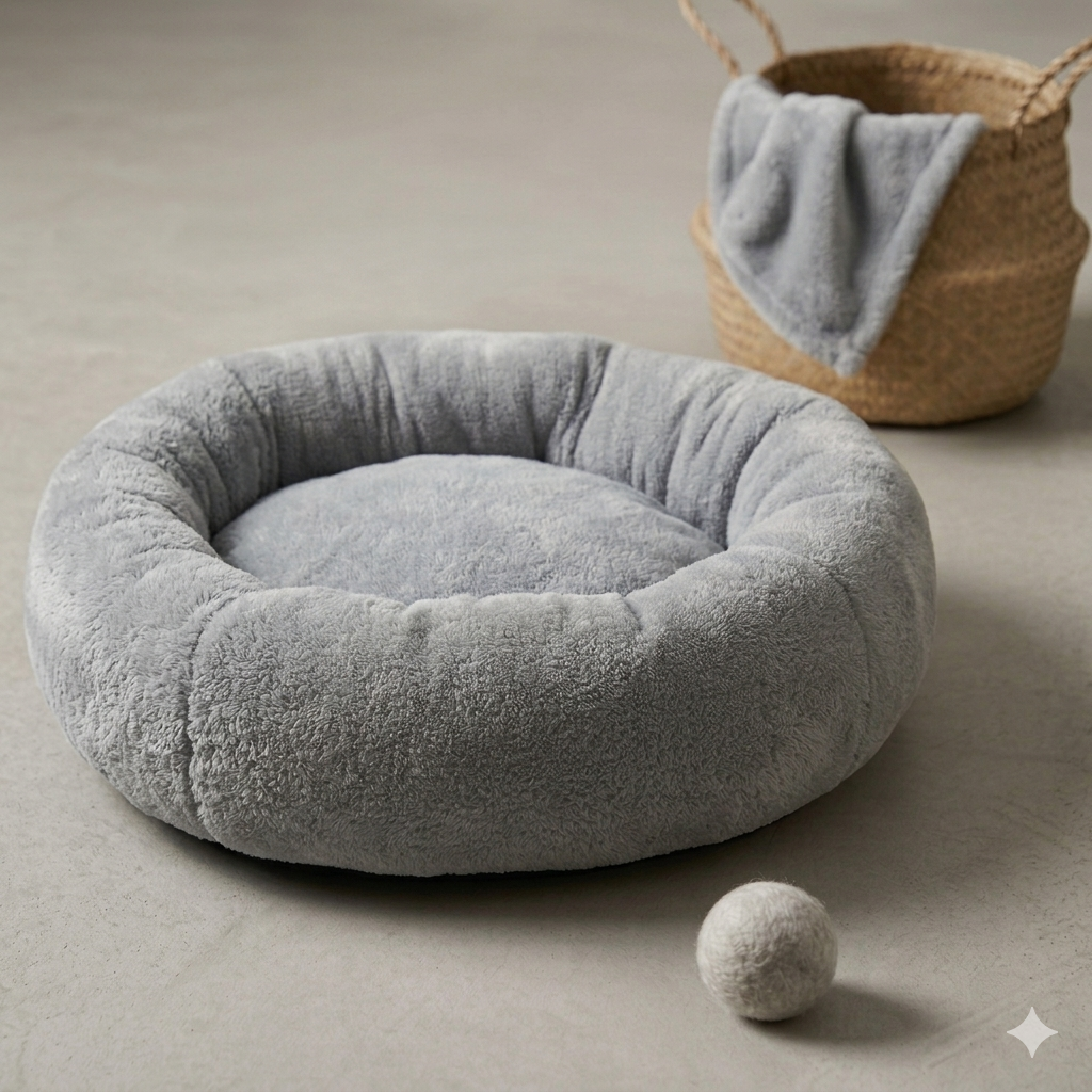 Peluş Donut Kedi & Köpek Yatağı – 50/60/70 cm | 4 Mevsim Kullanıma Uygun Evcil Hayvan Yatağı CottonPati