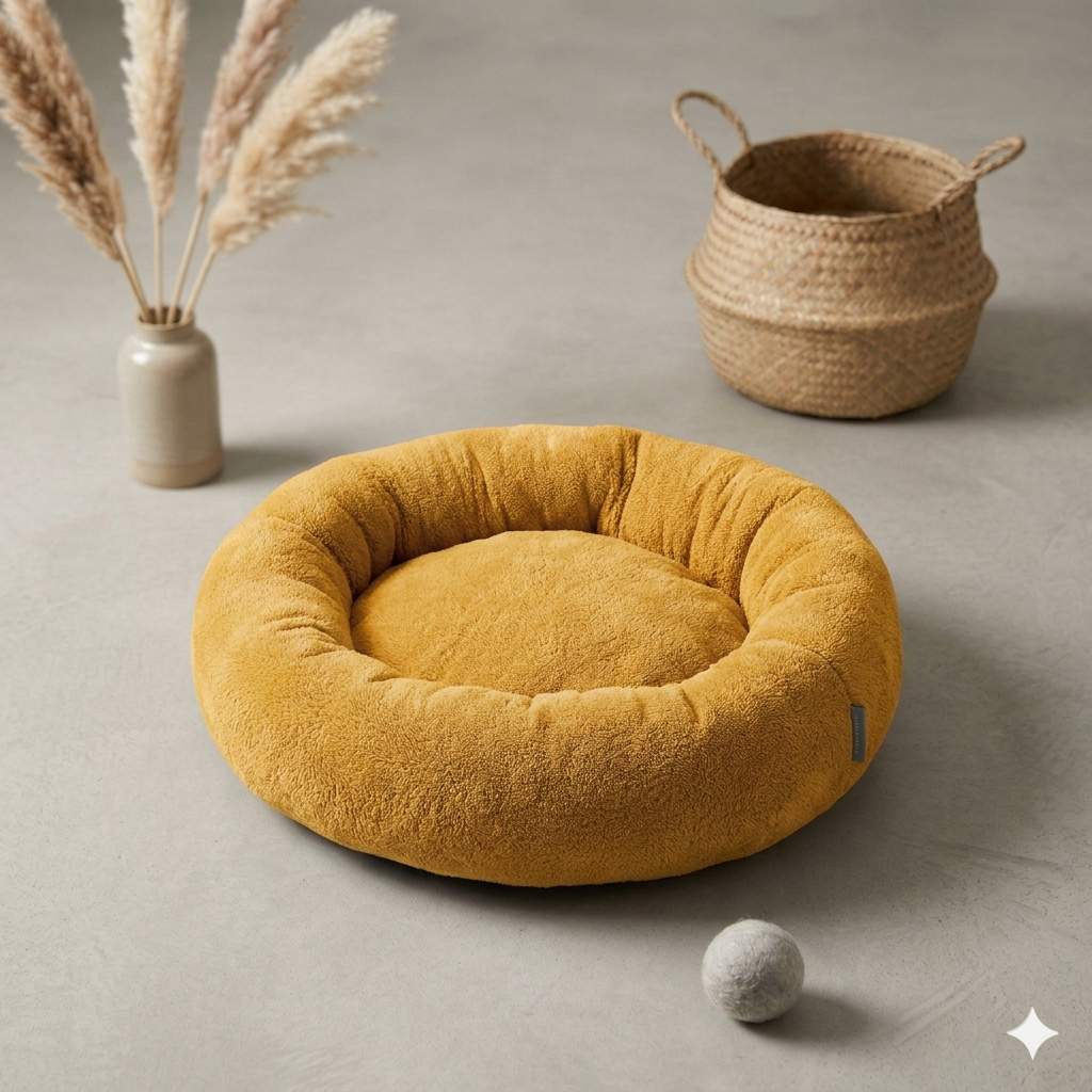 Peluş Donut Kedi & Köpek Yatağı – 50/60/70 cm | 4 Mevsim Kullanıma Uygun Evcil Hayvan Yatağı CottonPati