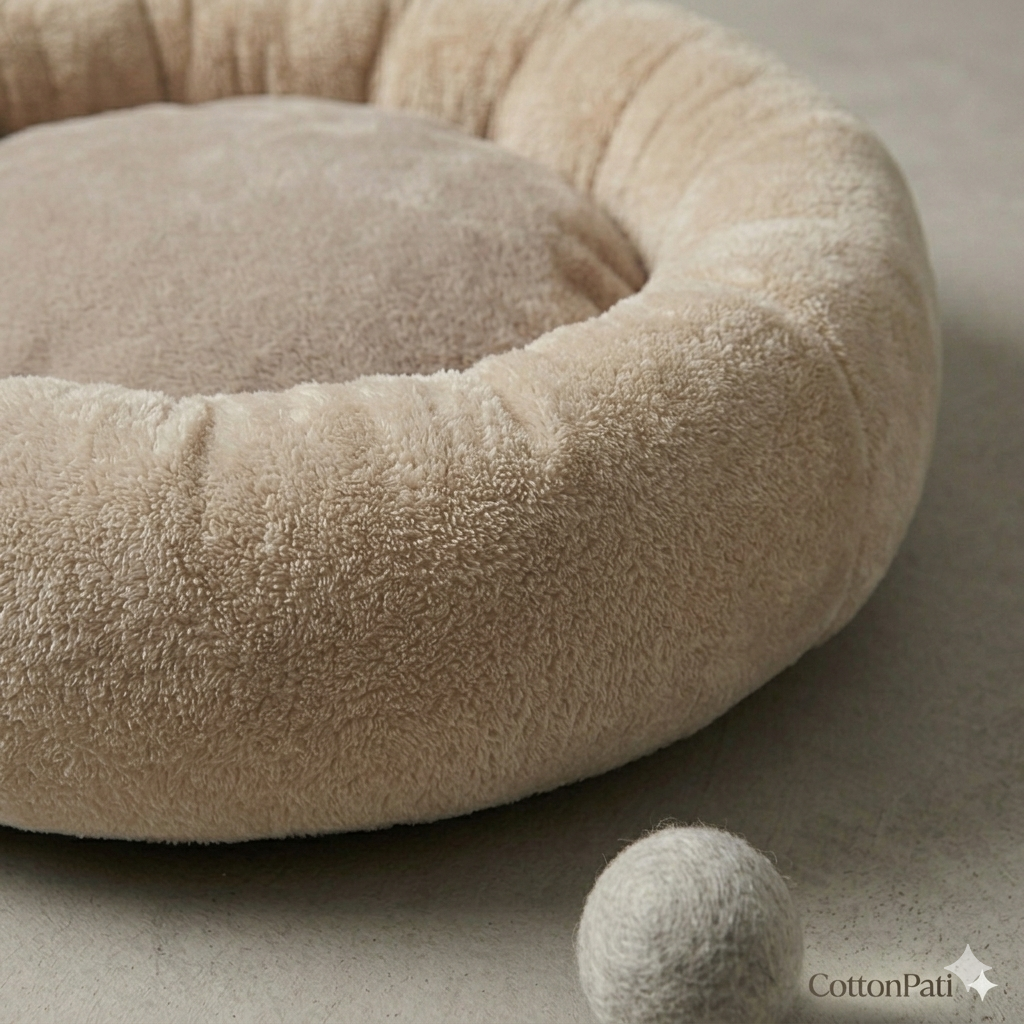 Peluş Donut Kedi & Köpek Yatağı – 50/60/70 cm | 4 Mevsim Kulanıma Uygun Evcil Hayvan Yatağı CottonPati