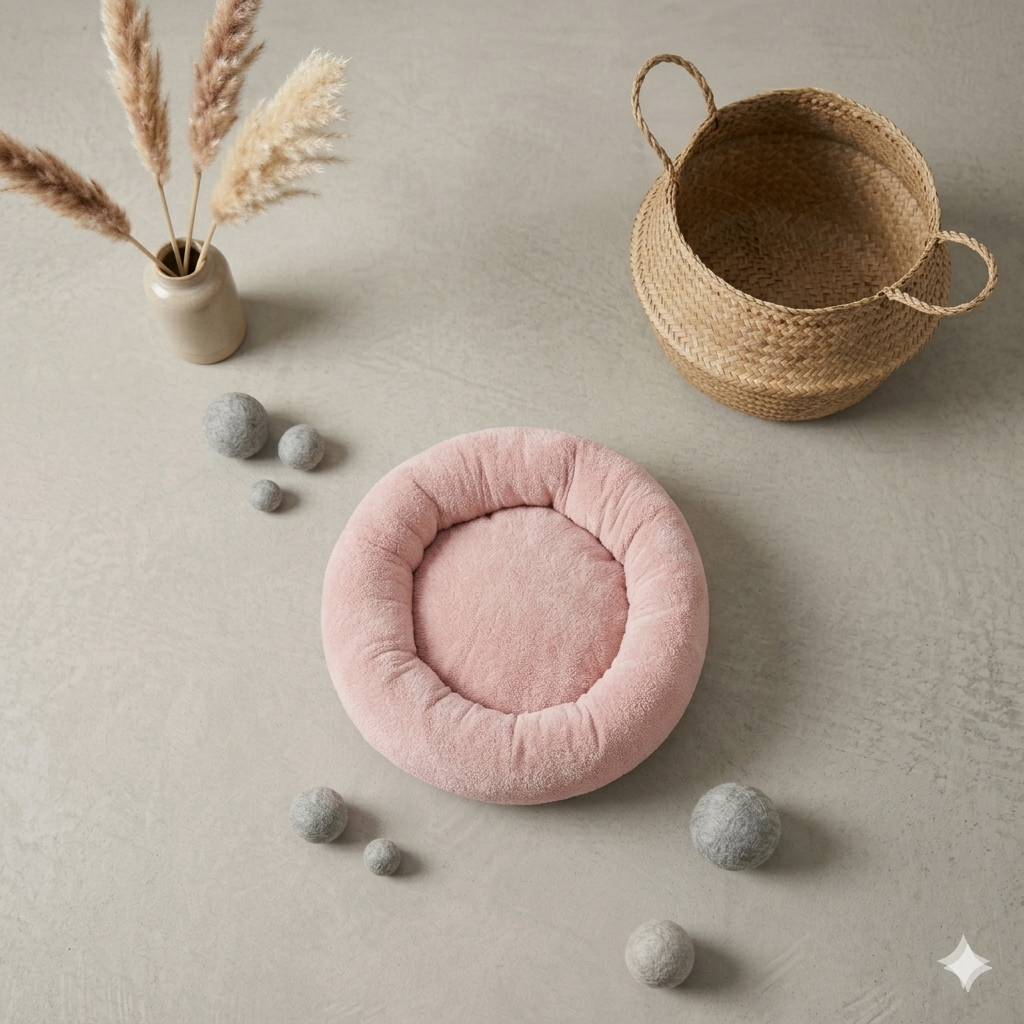 Peluş Donut Kedi & Köpek Yatağı – 50/60/70 cm | 4 Mevsim Kullanıma Uygun Evcil Hayvan YatağıCottonPati