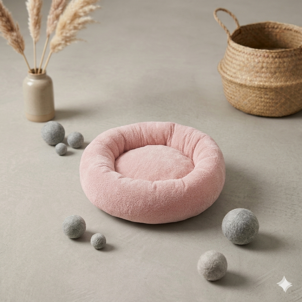 Peluş Donut Kedi & Köpek Yatağı – 50/60/70 cm | 4 Mevsim Kullanıma Uygun Evcil Hayvan YatağıCottonPati